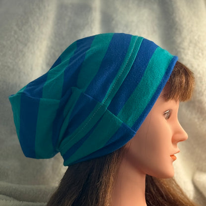 Ocean Stripe Slouch Beanie – Upcycled Everyday Hat