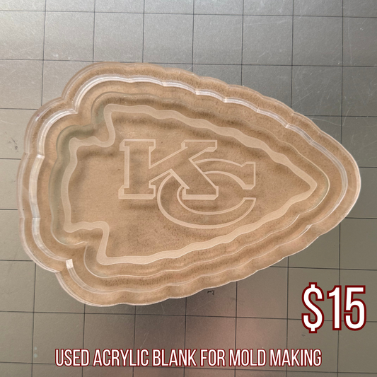Used Arrowhead Flat Acrylic Blank for Mold Making with Attached Housing