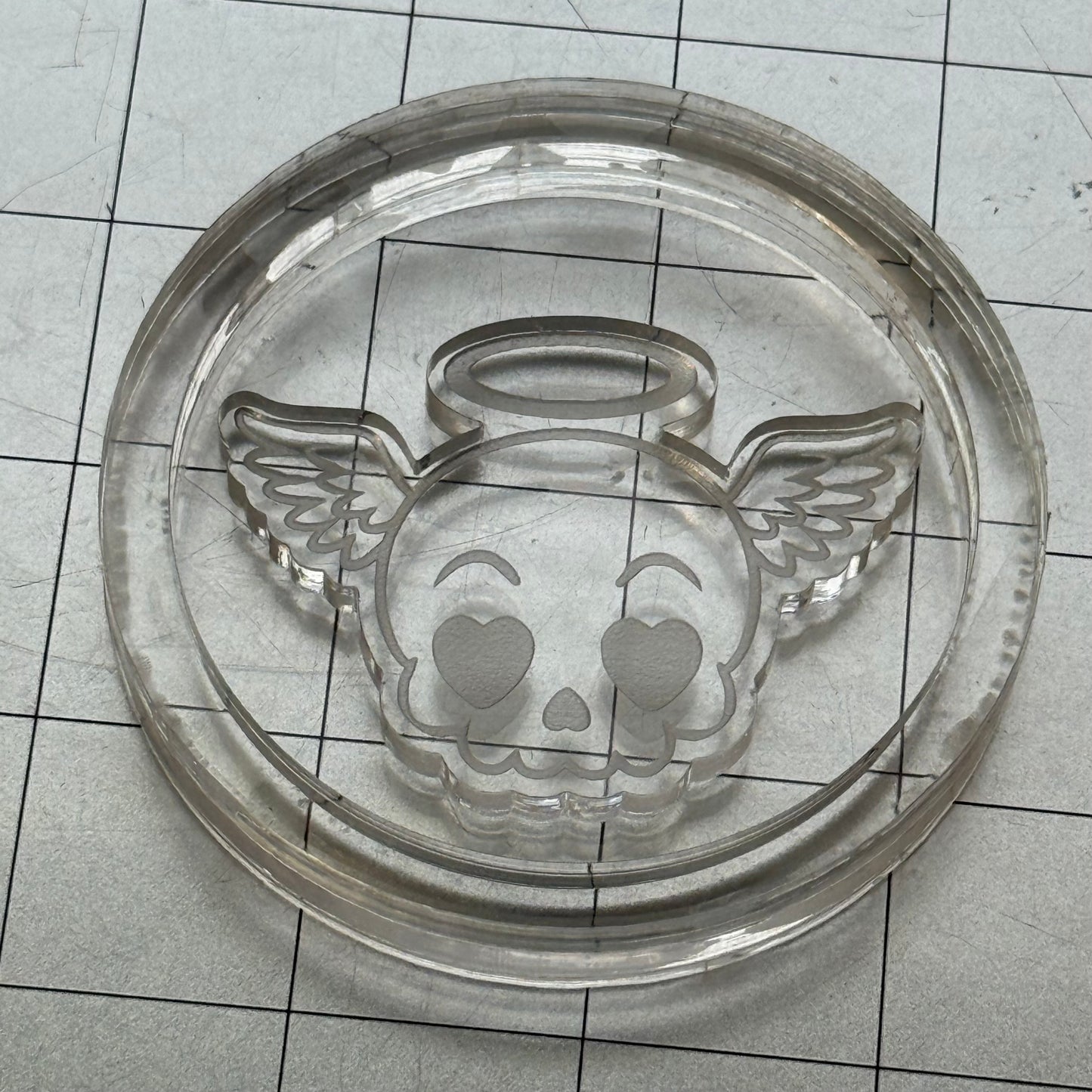 Used Skull Acrylic Blank for Mold Making with Attached Housing