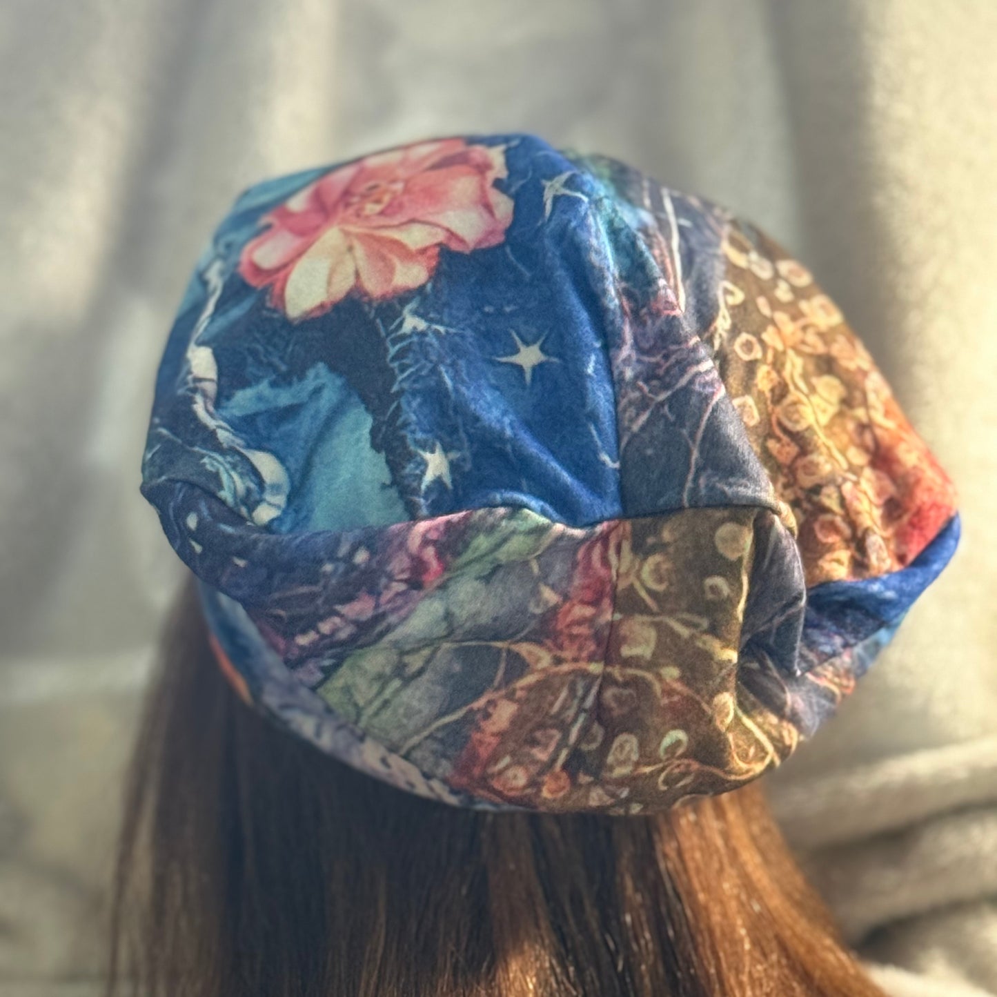 Midnight Garden Slouch Beanie – Upcycled Everyday Hat