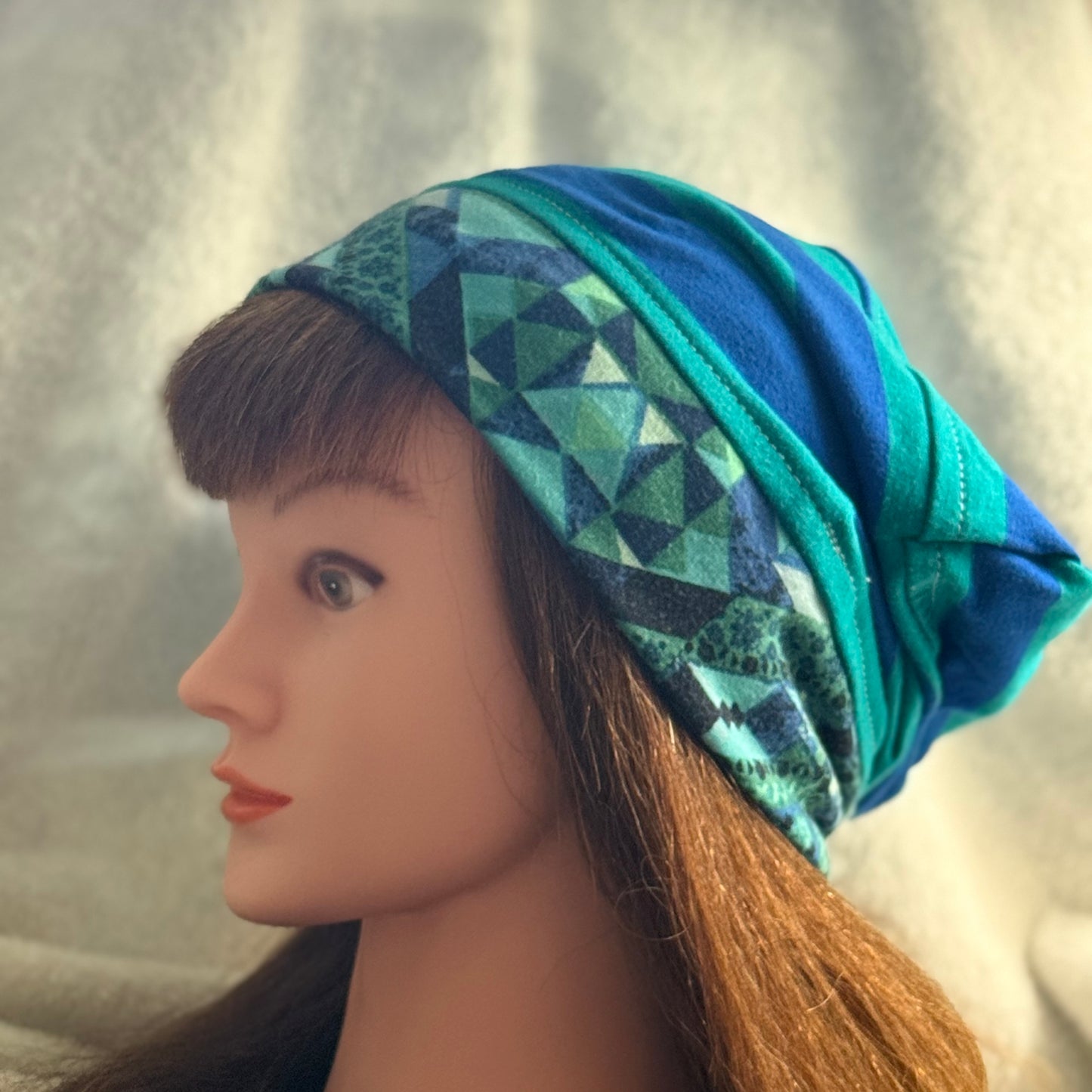 Ocean Patchwork Slouch Beanie – Upcycled Everyday Hat