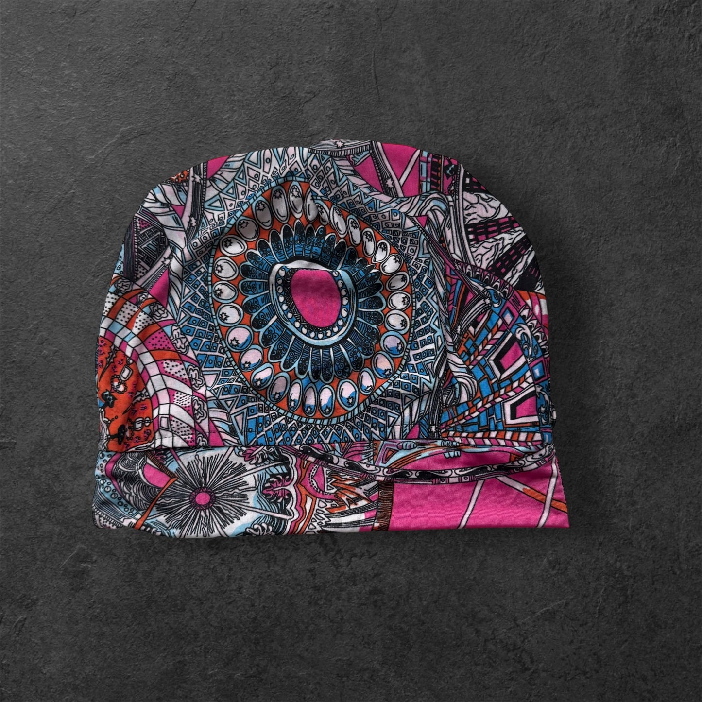 Mandala Mosaic Slouch Beanie – Upcycled Everyday Hat
