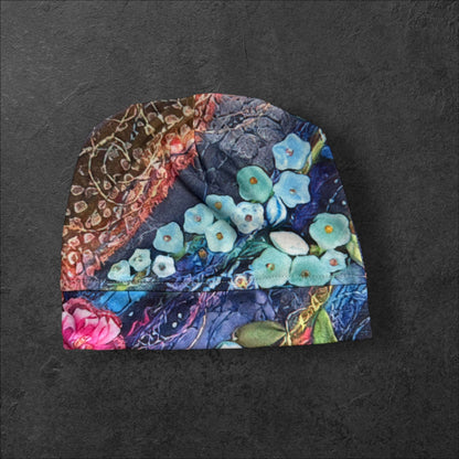 Midnight Garden Slouch Beanie – Upcycled Everyday Hat