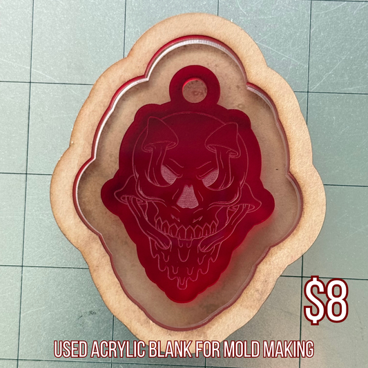 Used Mushroom Skull  Acrylic Blank for Mold Making  with Attached Housing