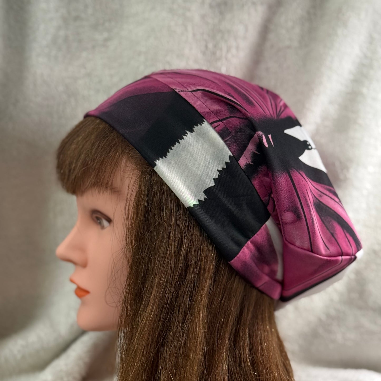 Pink Butterfly Slouch Beanie – Upcycled Everyday Hat