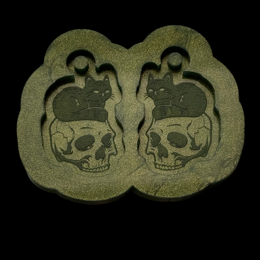 Cat on Skull Earrings Mold