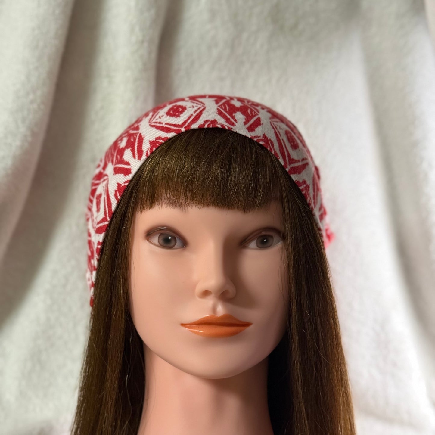 Red Geometric Lightweight Slouch Beanie – Upcycled Everyday Hat