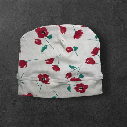 Spring Poppies Lightweight Slouch Beanie – Upcycled Everyday Hat