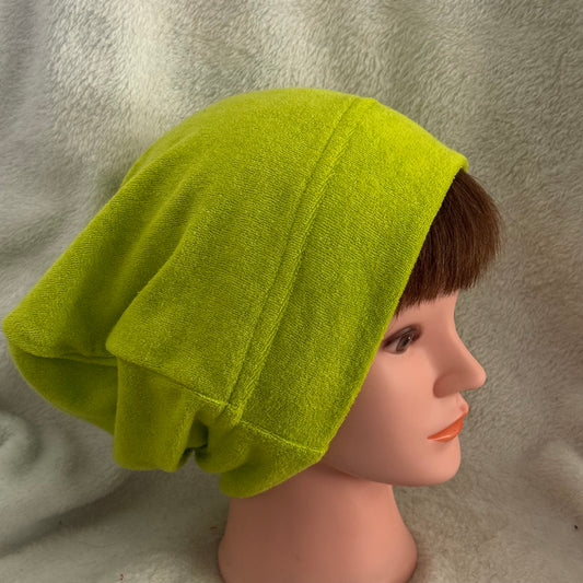 Electric Green Slouch Beanie – Upcycled Everyday Hat