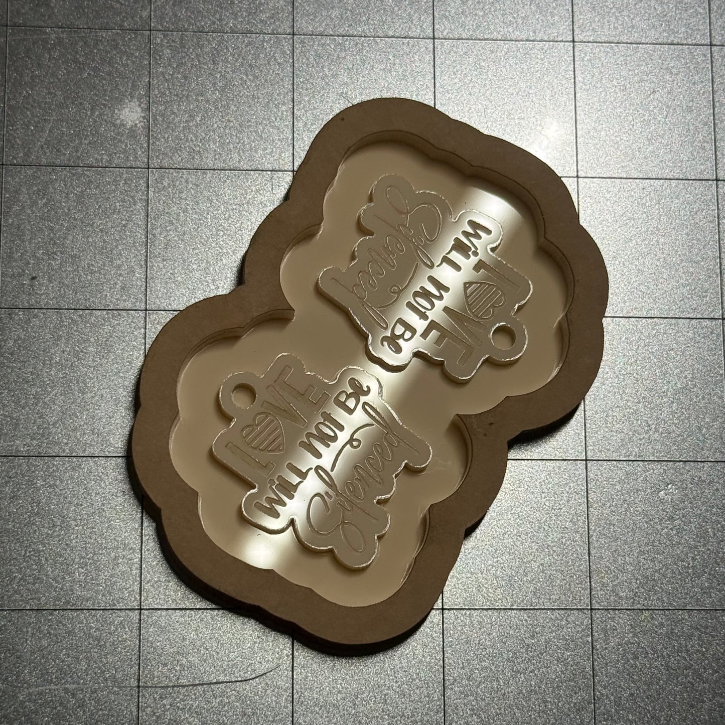 Used Love Will Not Be Silenced Earrings Acrylic Blank for Mold Making  with Attached Housing