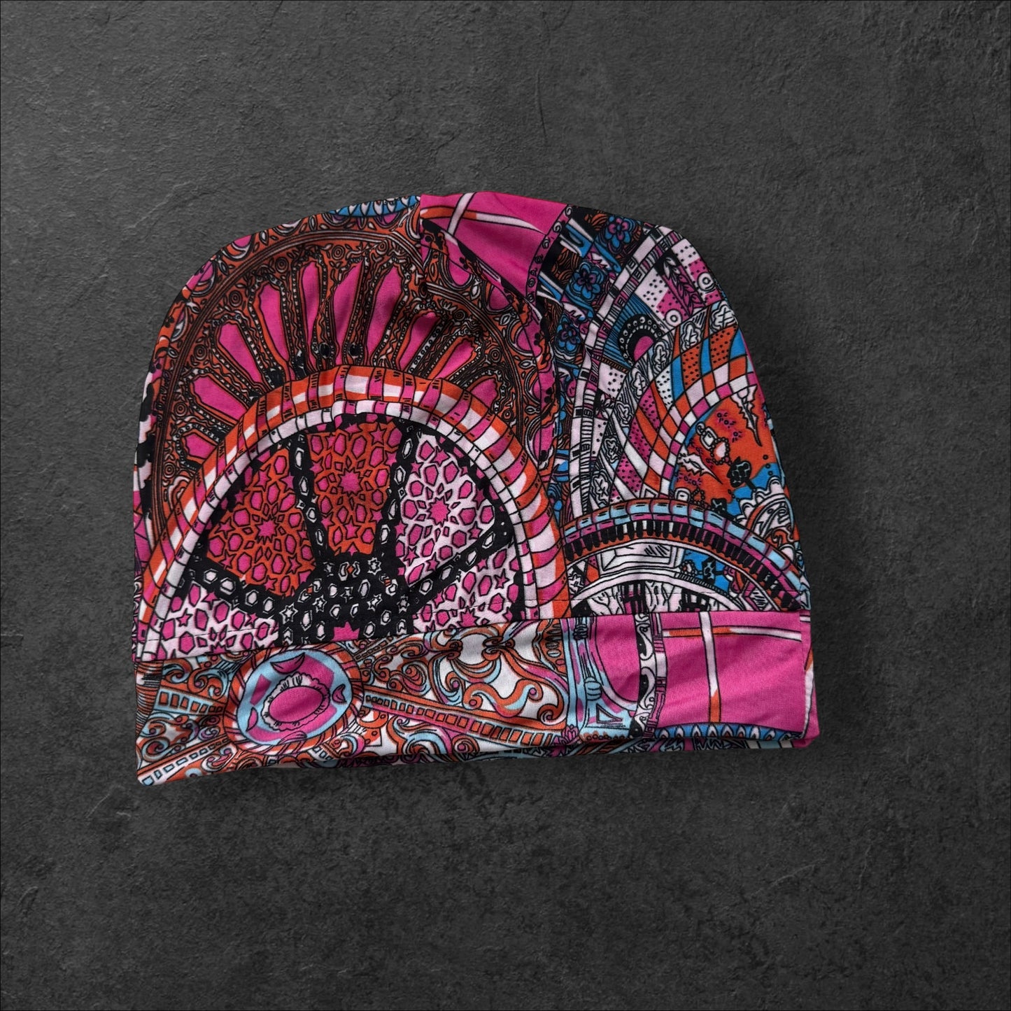 Mandala Mosaic Slouch Beanie – Upcycled Everyday Hat