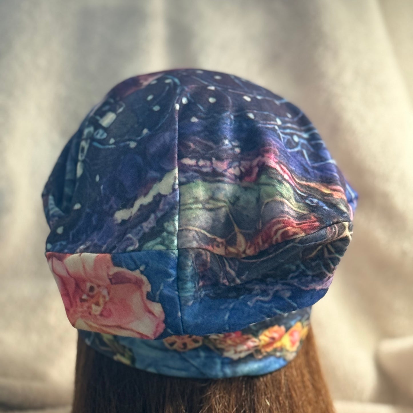 Midnight Garden Slouch Beanie – Upcycled Everyday Hat