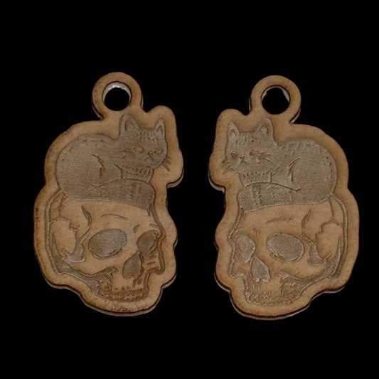 Cat on Skull Earrings Acrylic Blanks for Mold Making