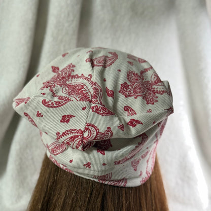 Red Bandana Lightweight Slouch Beanie – Upcycled Everyday Hat