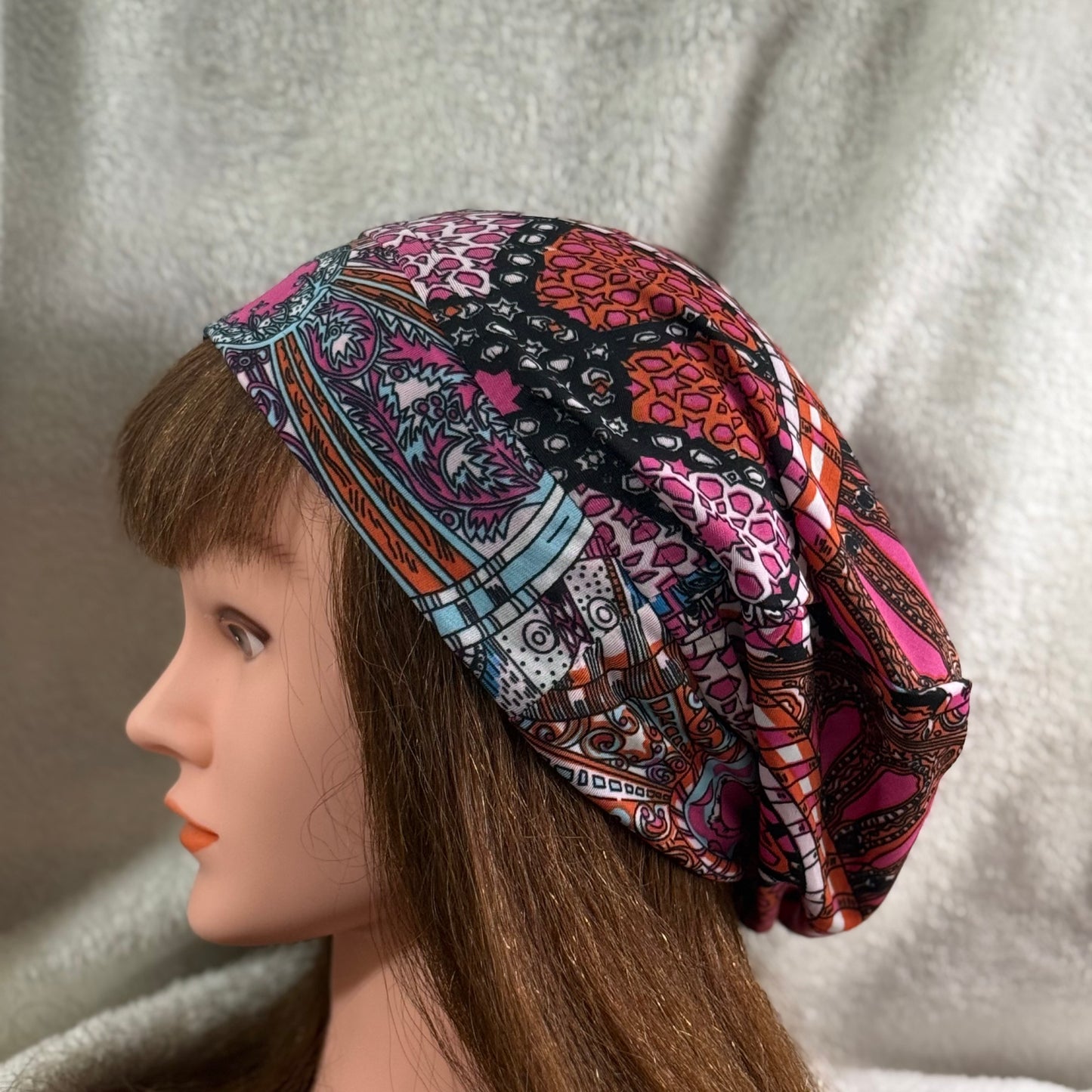 Mandala Mosaic Slouch Beanie – Upcycled Everyday Hat