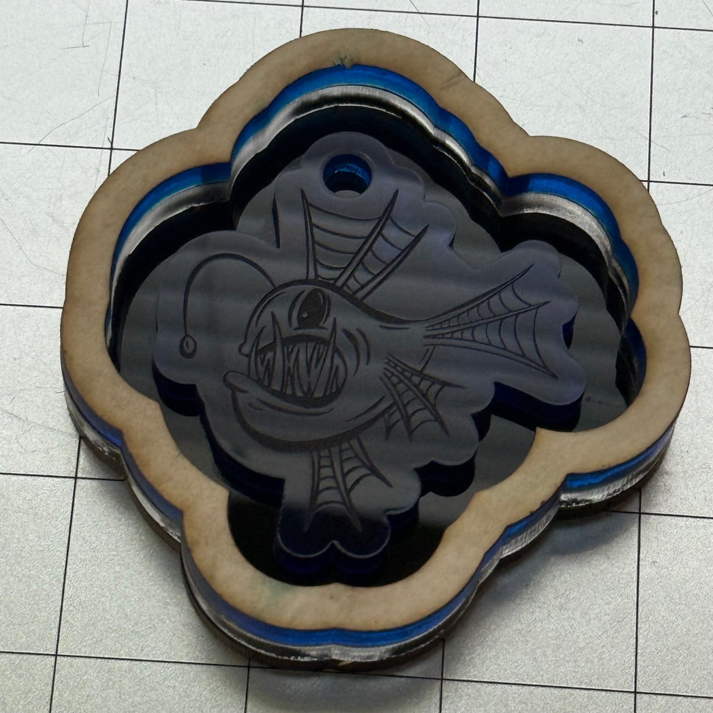 Used Angler Fish Acrylic Blank for Mold Making  with Attached Housing