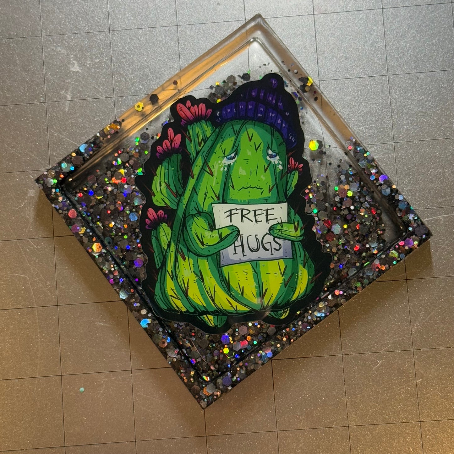 Sad Cactus Resin Coaster