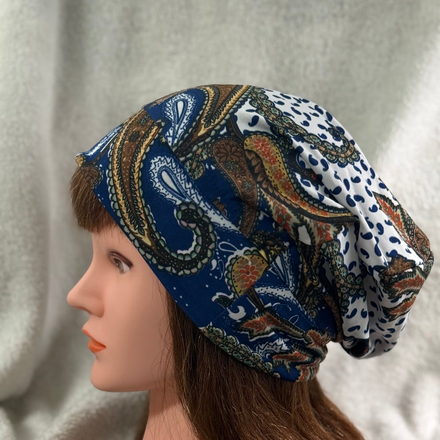 Boho Paisley Slouch Beanie – Upcycled Everyday Hat