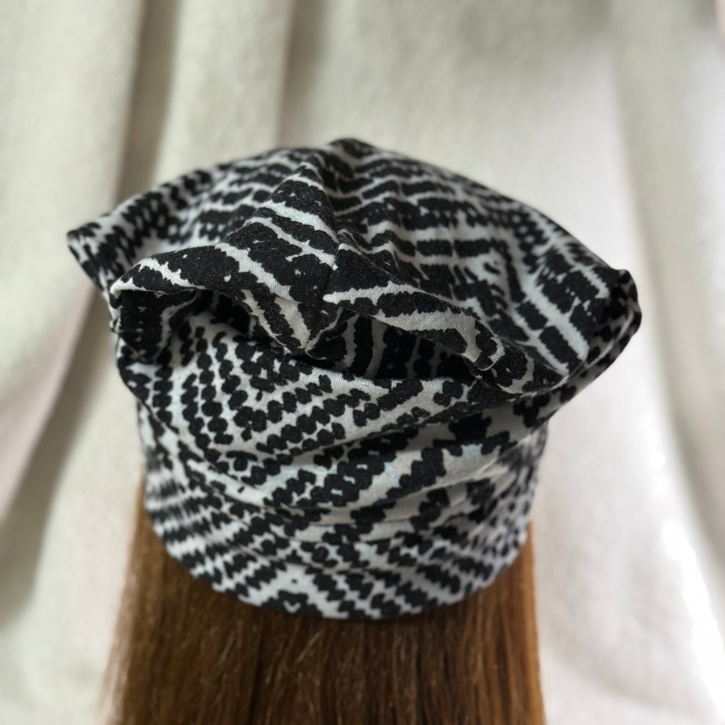 Black Geometric Lightweight Slouch Beanie – Upcycled Everyday Hat