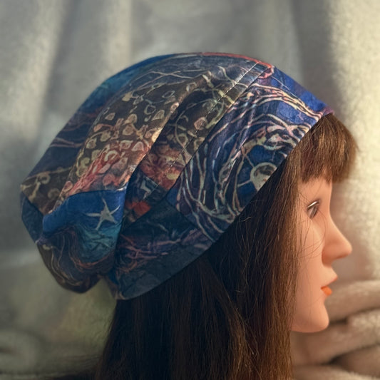 Midnight Garden Slouch Beanie – Upcycled Everyday Hat