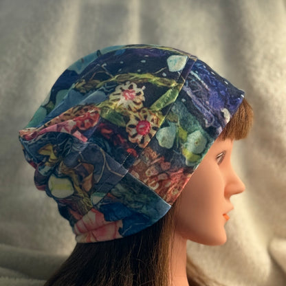 Midnight Garden Slouch Beanie – Upcycled Everyday Hat