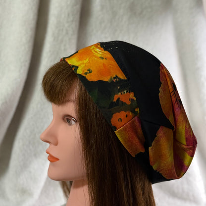 Midnight Bloom Lightweight Slouch Beanie – Upcycled Everyday Hat