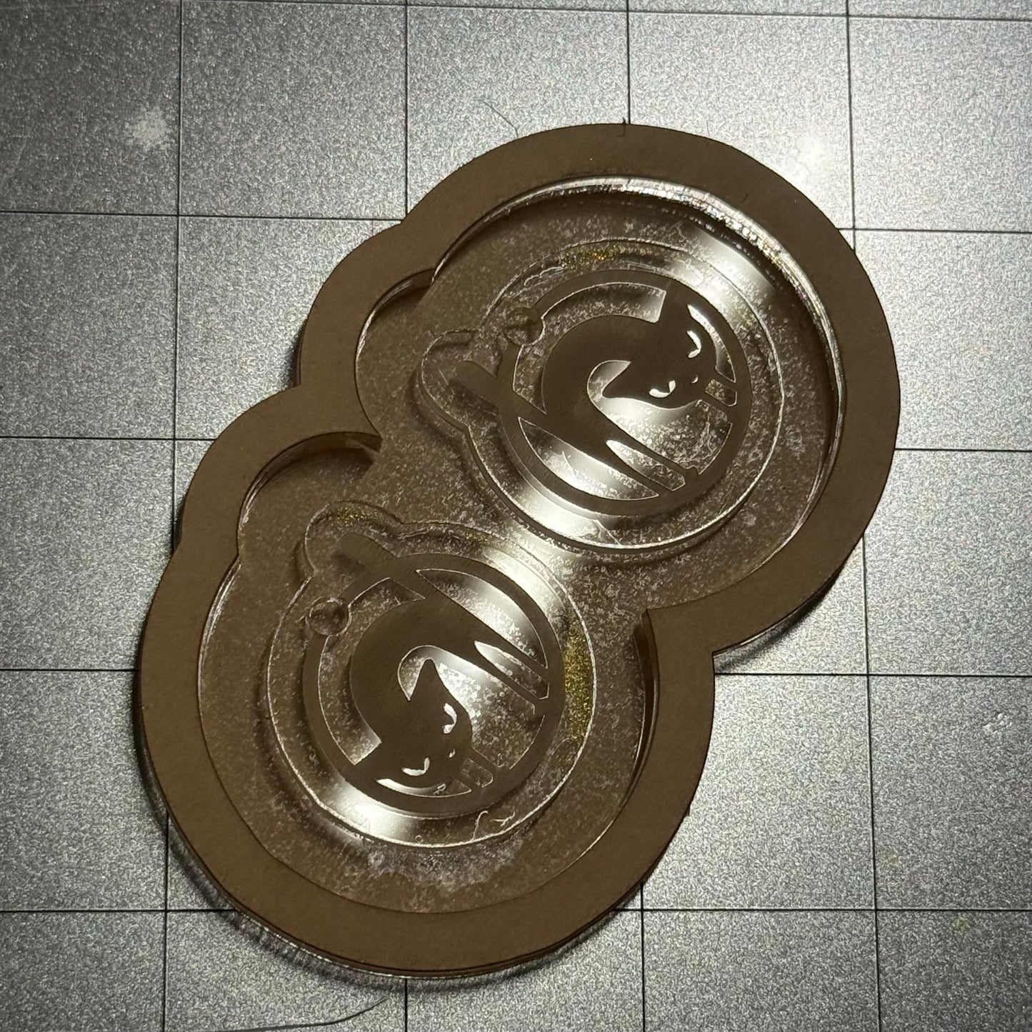 Used Scaredy Cat Earrings Acrylic Blank for Mold Making  with Attached Housing