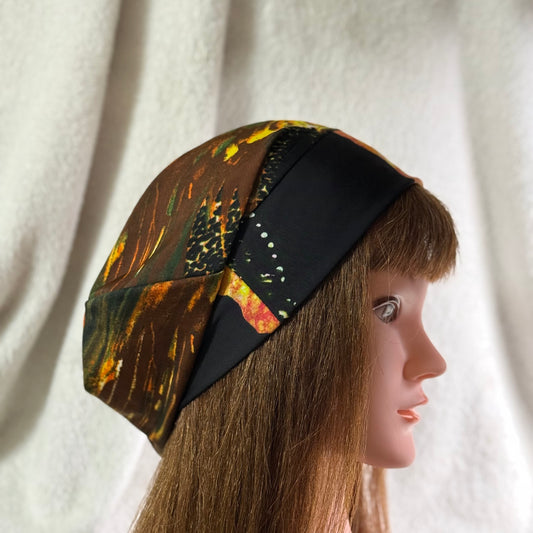 Midnight Bloom Lightweight Slouch Beanie – Upcycled Everyday Hat
