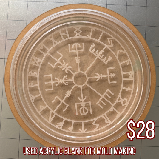 Used Viking Runes Tray Acrylic Blank for Mold Making with Attached Housing
