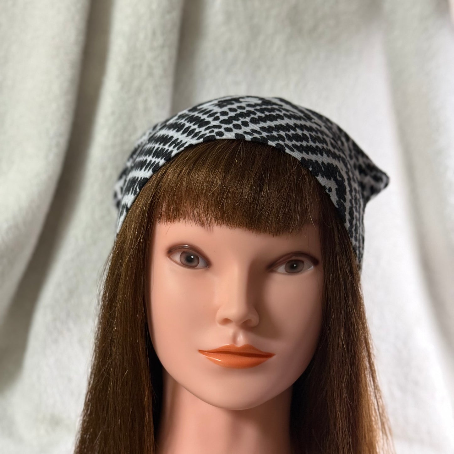 Black Geometric Lightweight Slouch Beanie – Upcycled Everyday Hat