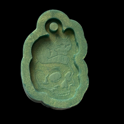 Cat on Skull Keychain Mold