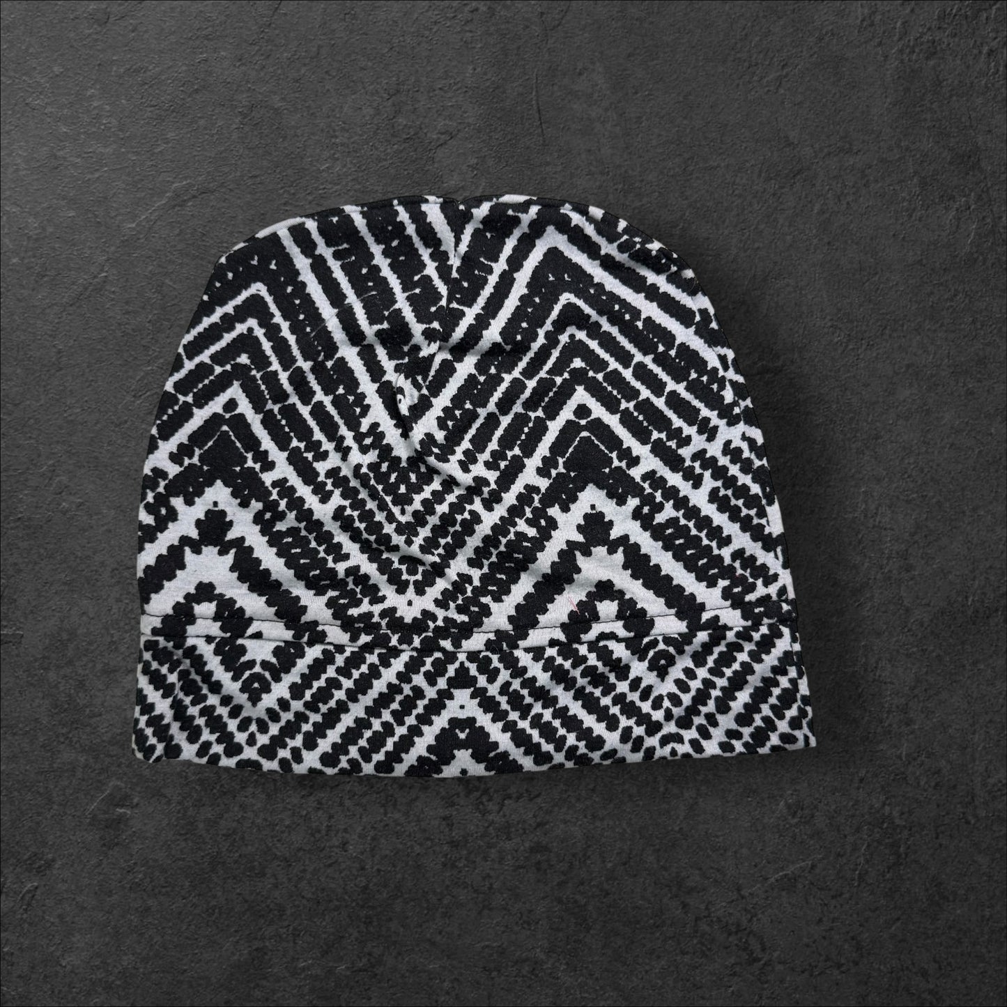 Black Geometric Lightweight Slouch Beanie – Upcycled Everyday Hat
