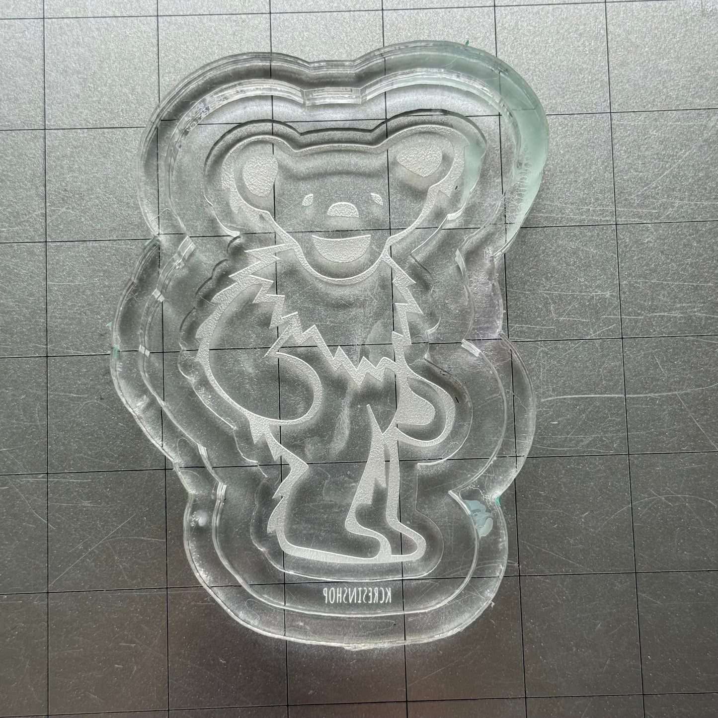 Used Grateful Bear Ornament Acrylic Blank for Mold Making