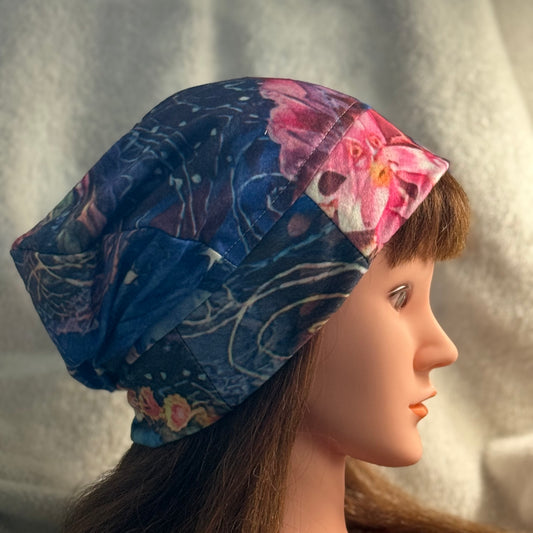 Midnight Garden Slouch Beanie – Upcycled Everyday Hat