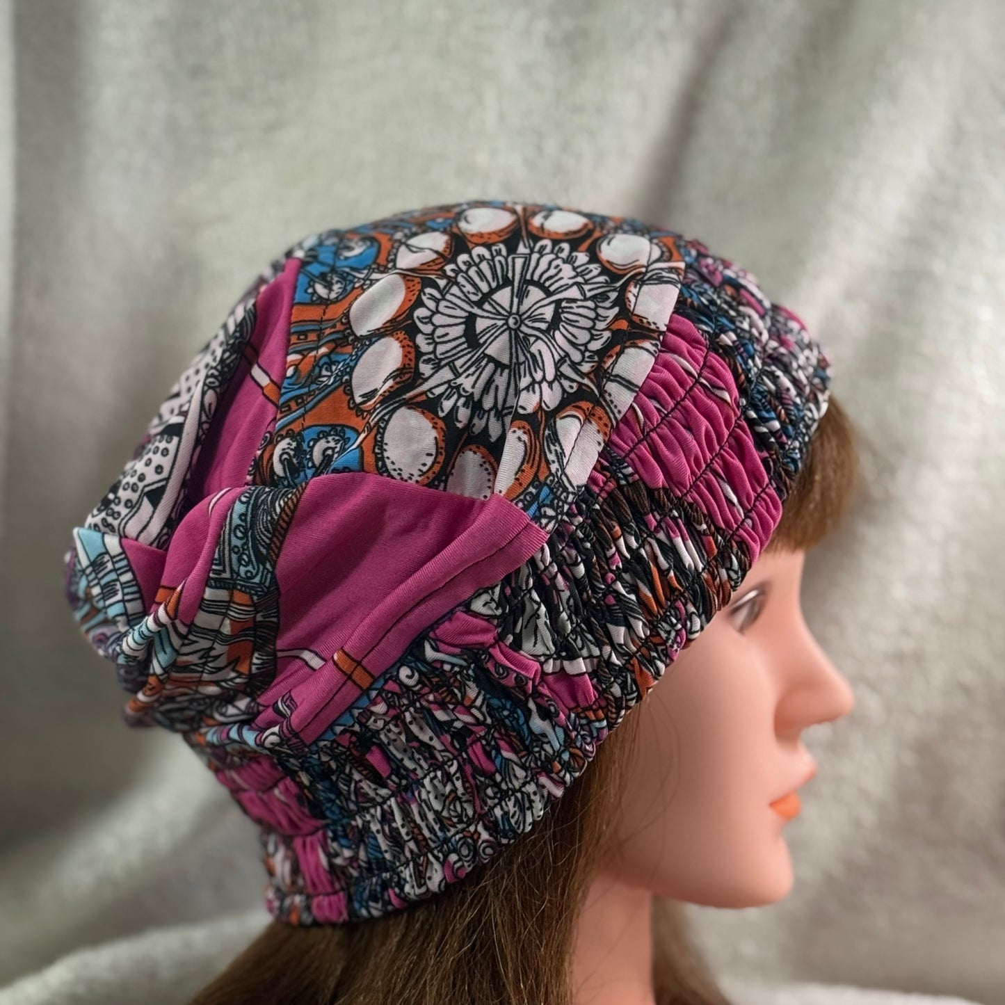 Mandala Mosaic Slouch Beanie – Upcycled Everyday Hat