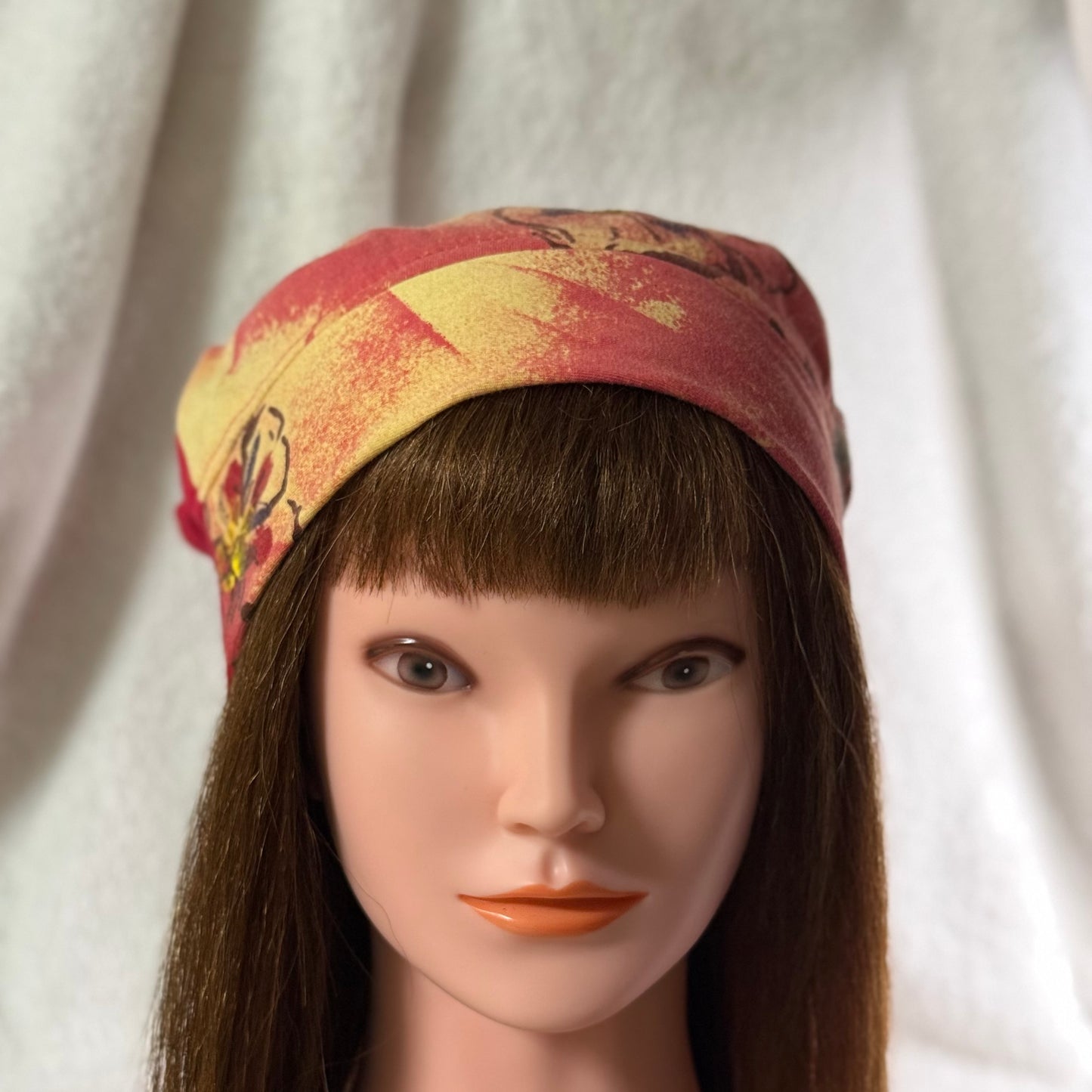 Floral Sunset Lightweight Slouch Beanie – Upcycled Everyday Hat