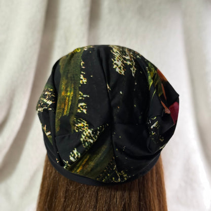 Midnight Bloom Lightweight Slouch Beanie – Upcycled Everyday Hat