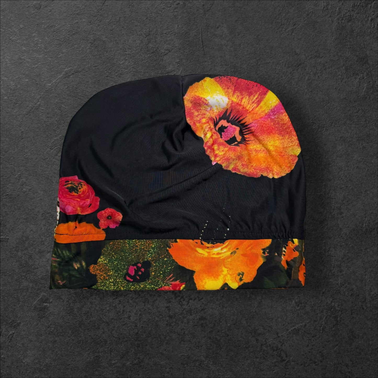 Midnight Bloom Lightweight Slouch Beanie – Upcycled Everyday Hat