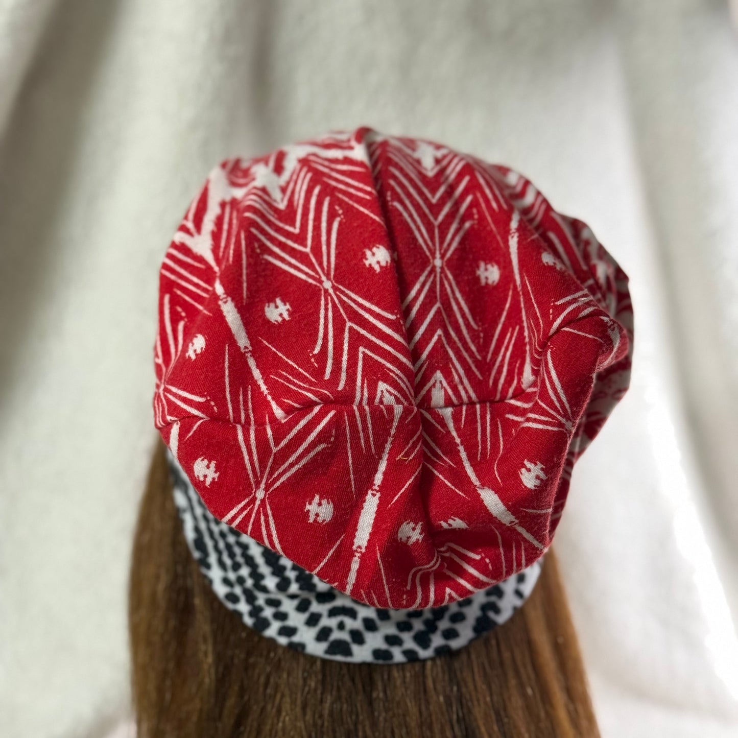 Black & Red Geometric Lightweight Slouch Beanie – Upcycled Everyday Hat