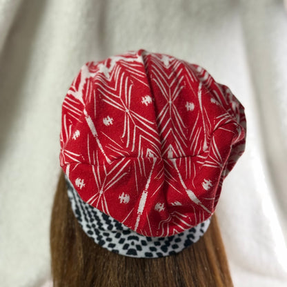 Black & Red Geometric Lightweight Slouch Beanie – Upcycled Everyday Hat