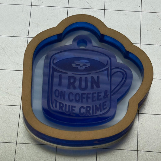 Used Coffee and True Crime Acrylic Blank for Mold Making  with Attached Housing