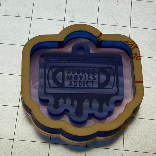 Used Horror Movies Addict Acrylic Blank for Mold Making  with Attached Housing