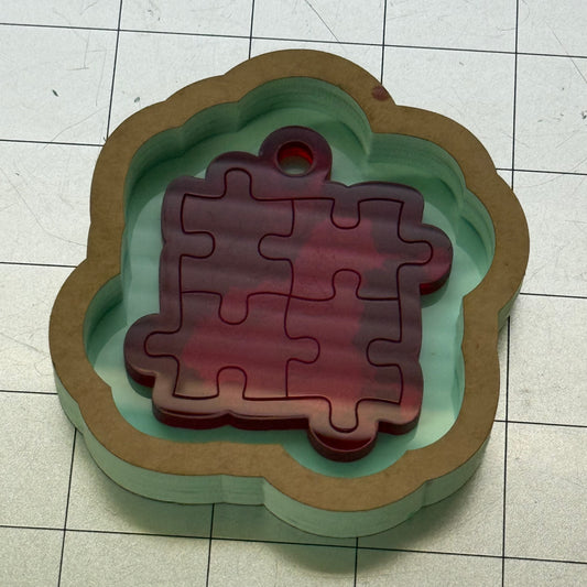Used Autism Puzzle Acrylic Blank for Mold Making  with Attached Housing