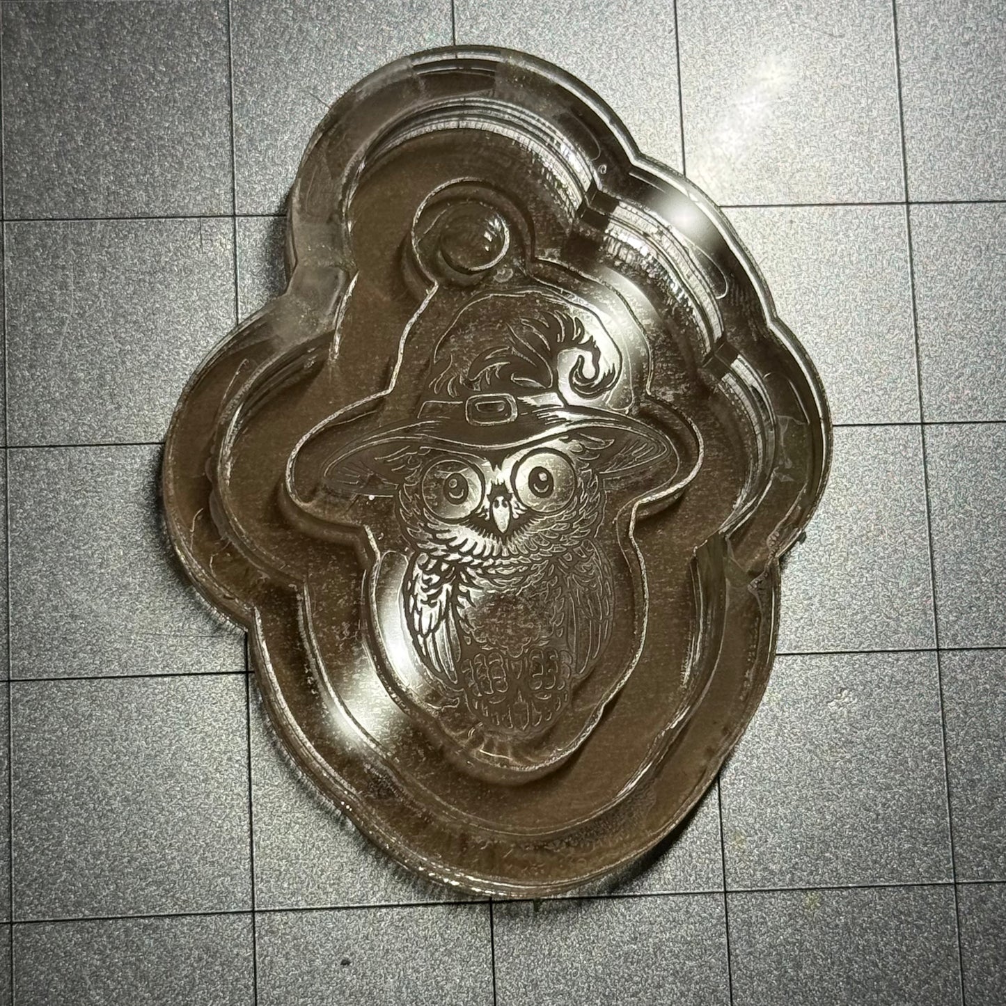 Used Witchy Owl Acrylic Blank for Mold Making  with Attached Housing