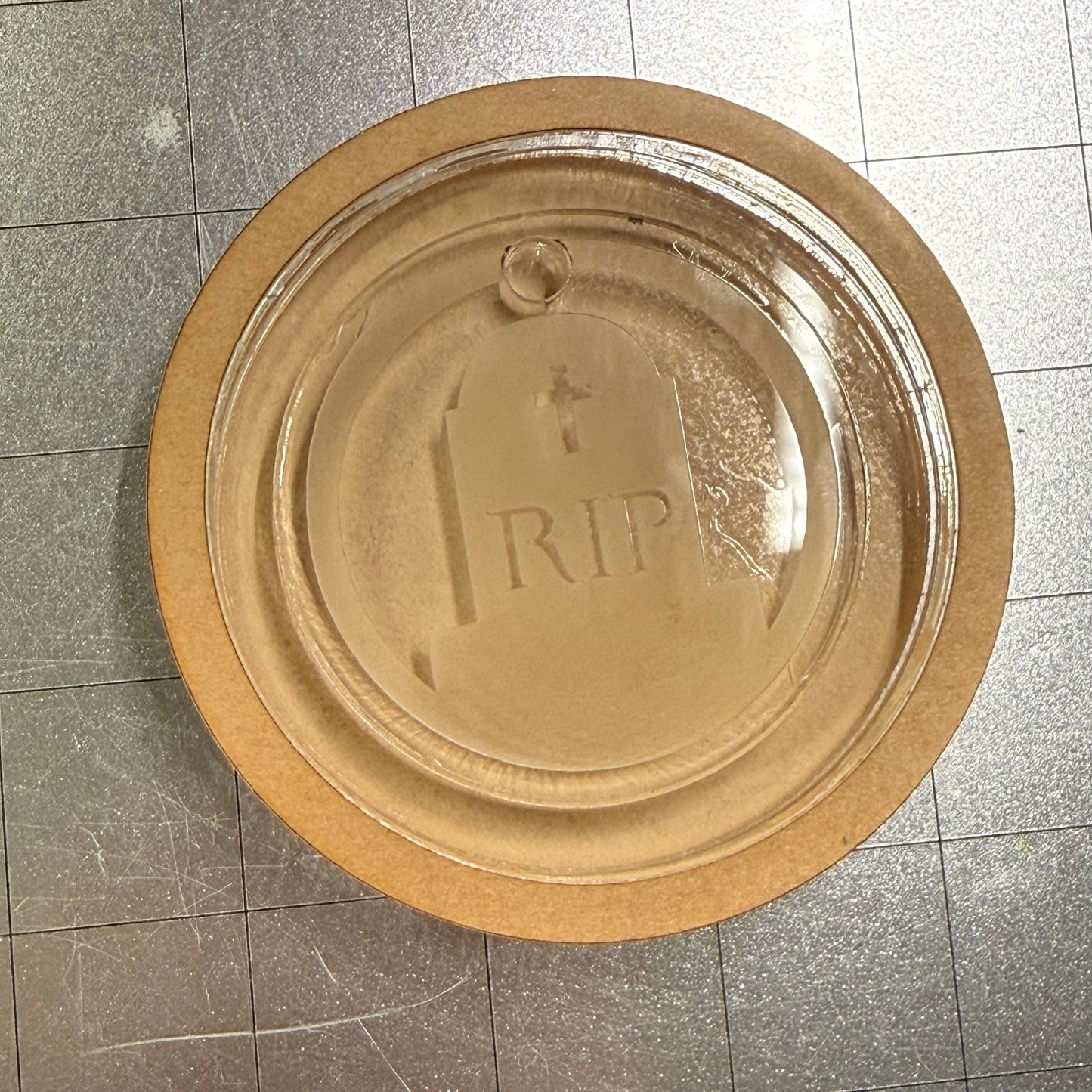 Used Gravestone Acrylic Blank for Mold Making  with Attached Housing