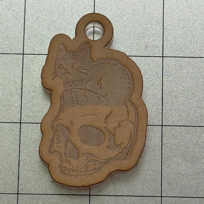 Cat on Skull Acrylic Blank for Mold Making