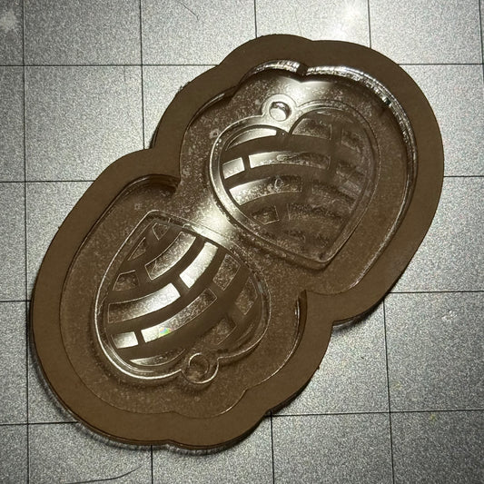 Used Concha Heart Earrings Acrylic Blank for Mold Making  with Attached Housing