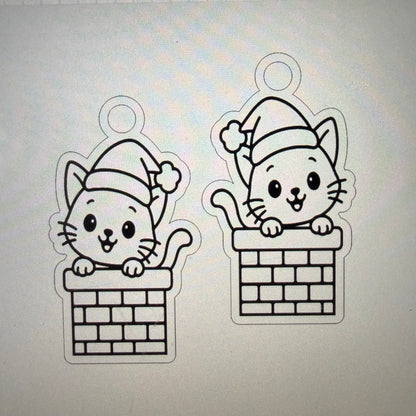 Christmas Kitty Earrings Mold